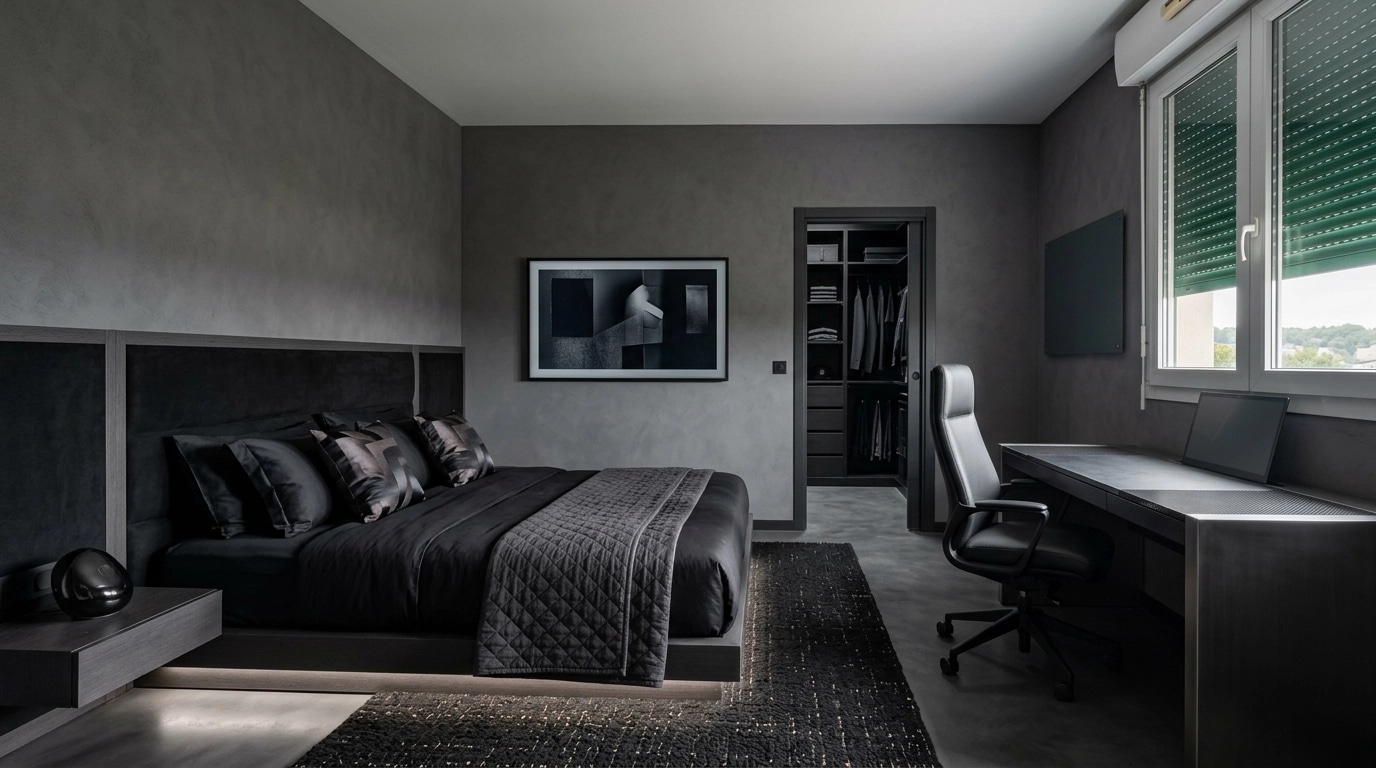 Blacktec Bedroom design — interior photo by GenRoom AI