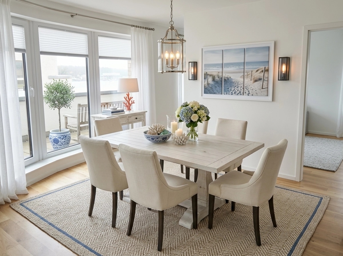 Design de interiores em estilo Coastal / Hamptons — dining_room por GenRoom AI
