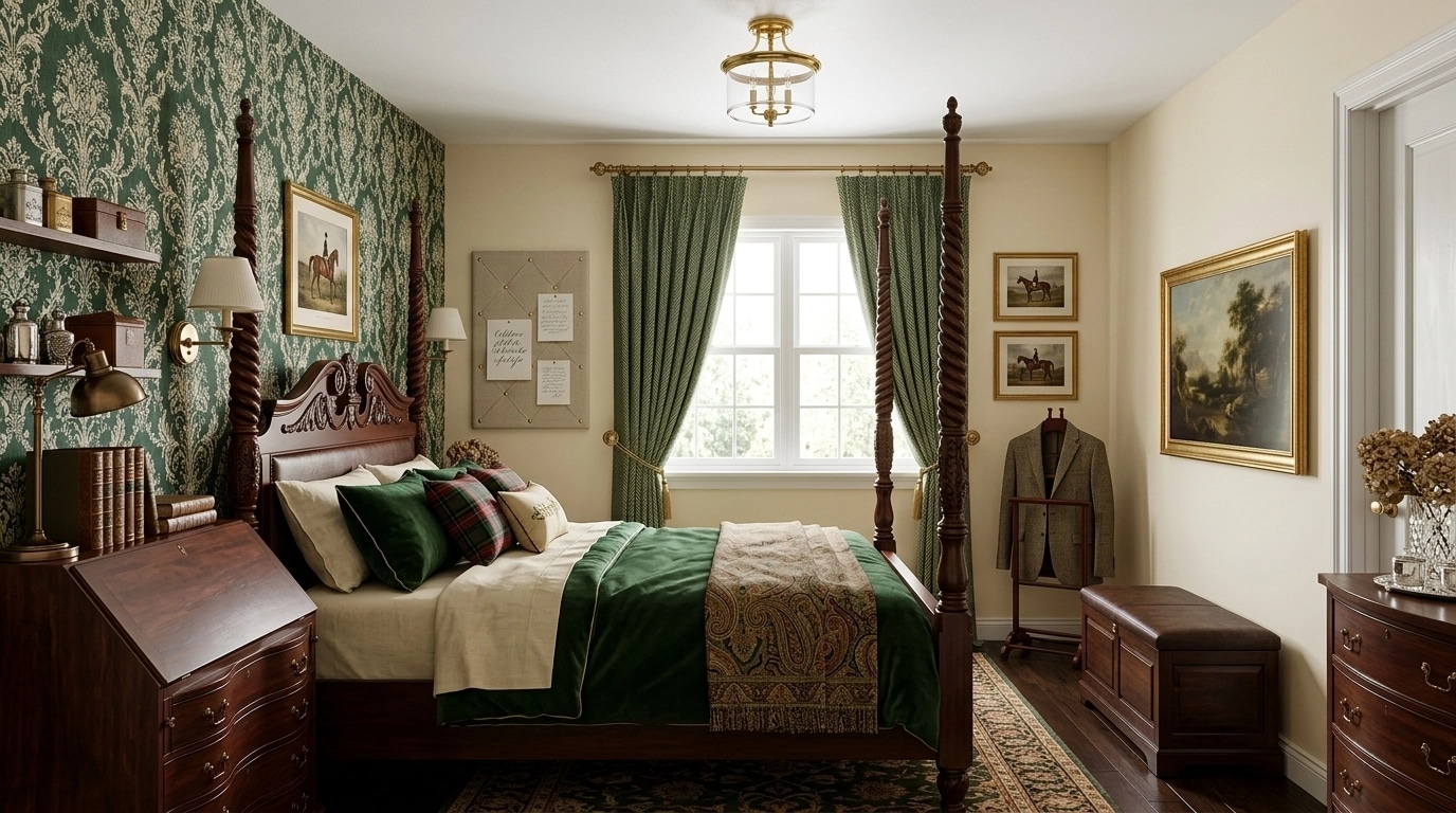 British Bedroom design — interior photo by GenRoom AI