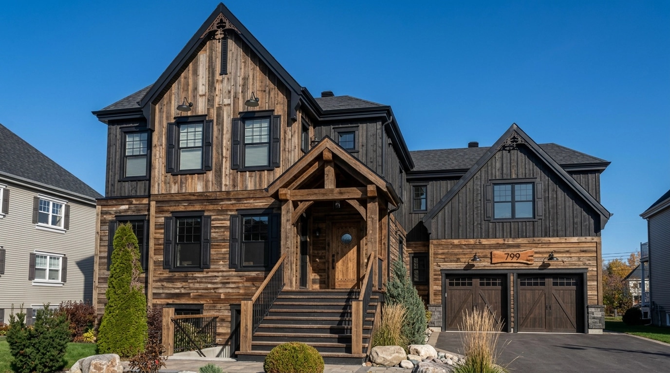 Facade design in Barnhouse Facade style — photo by GenRoom AI