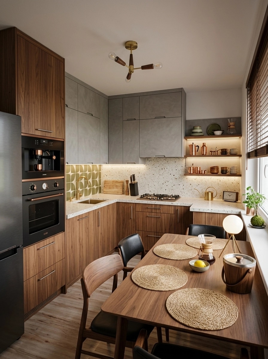 Interior design in Mid-Century Modern style — Kitchen by GenRoom AI