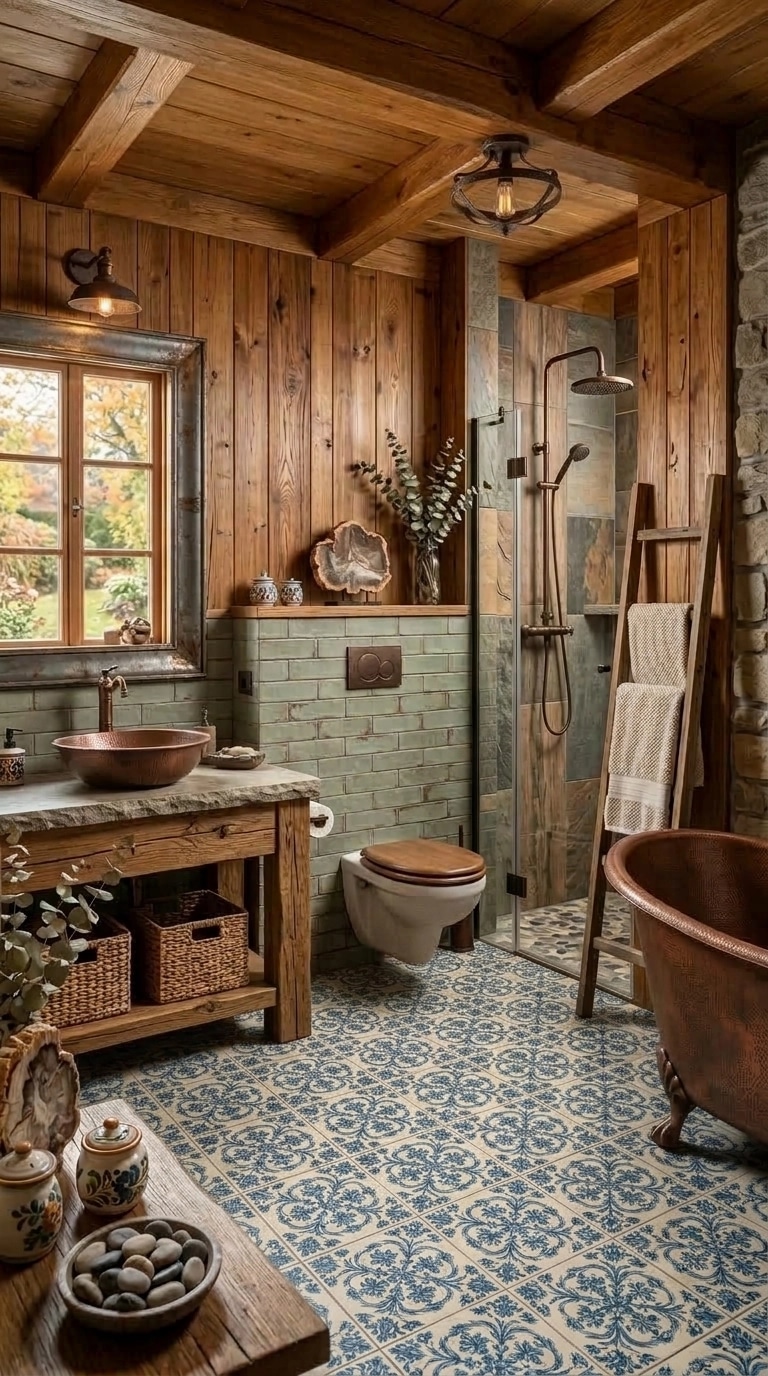 Bathroom interior in Rustic style — photo by GenRoom AI