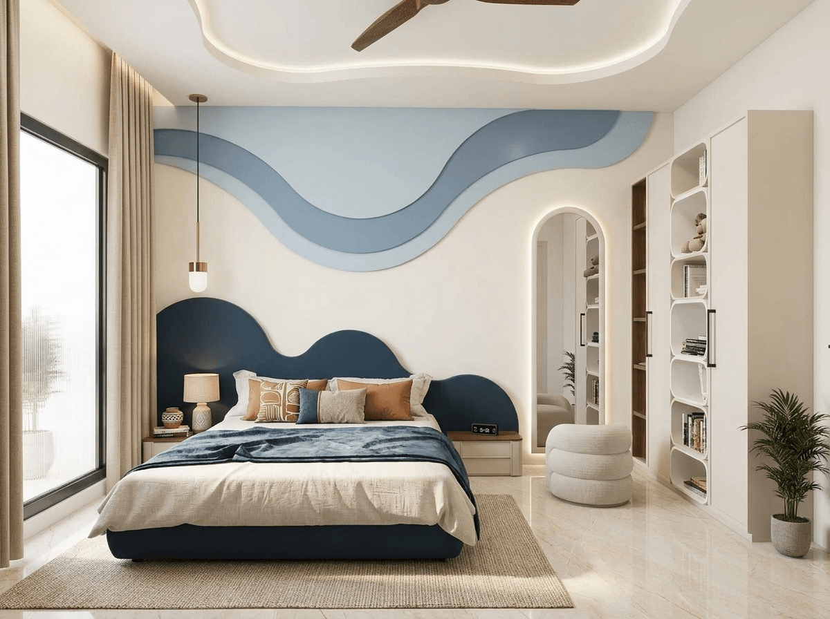 التصميم الداخلي بنمط Mid-Century Modern — غرفة النوم من GenRoom AI