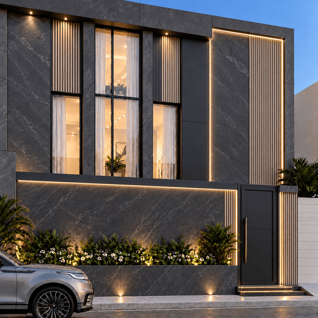 Facade design in Blacktec Facade style — Facade by GenRoom AI