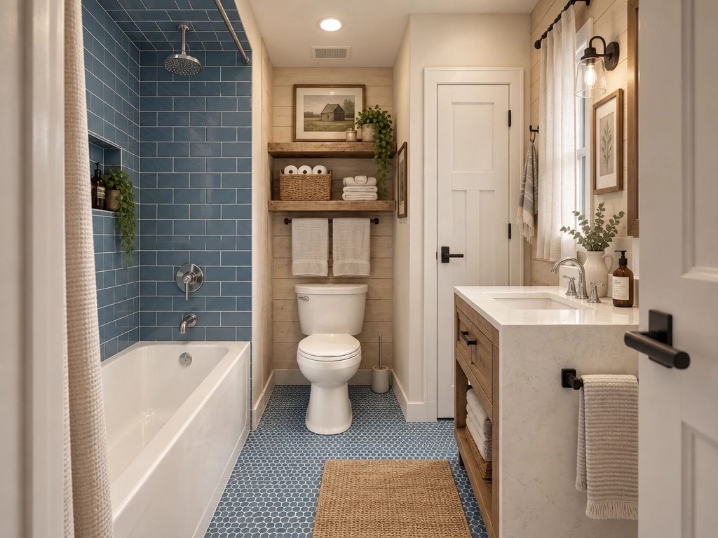 Bathroom interior in Modern Farmhouse style — photo by GenRoom AI