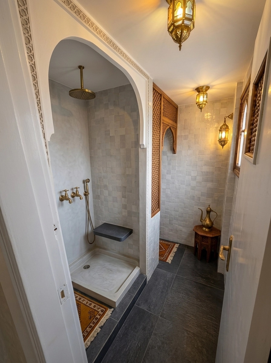 Bathroom interior in Arabian / Moroccan style — photo by GenRoom AI