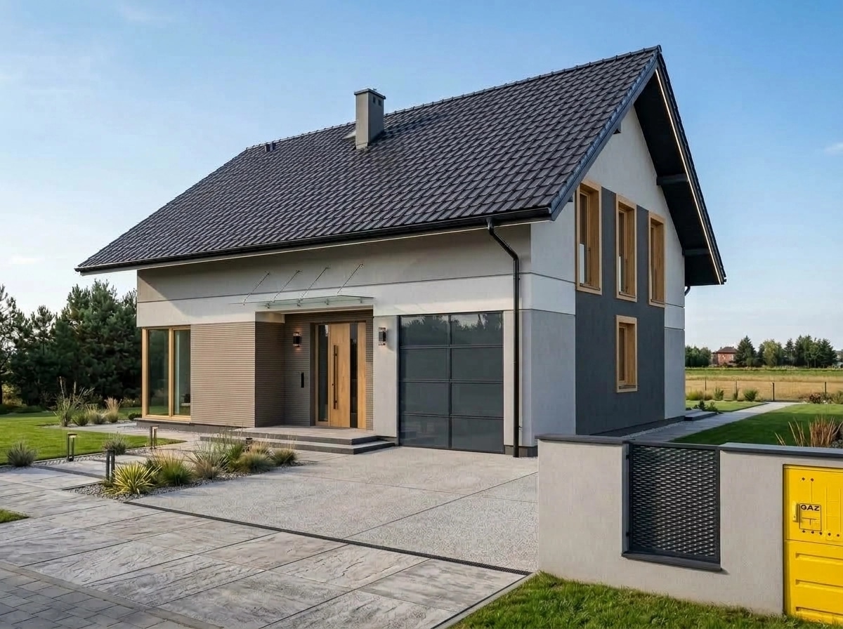 Fasaddesign i stilen Contemporary Facade — Fasad av GenRoom AI