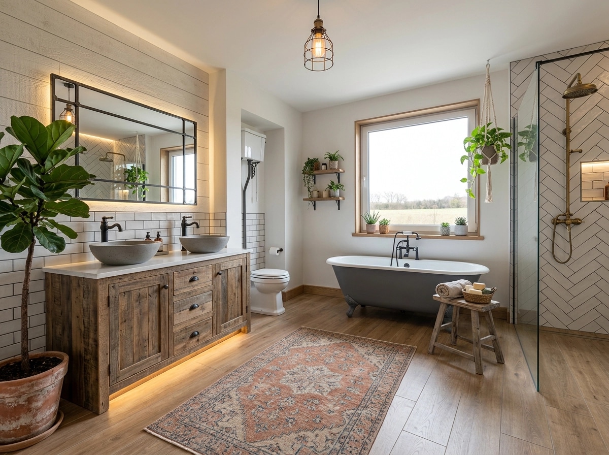 Bathroom interior in Modern Farmhouse style — photo by GenRoom AI