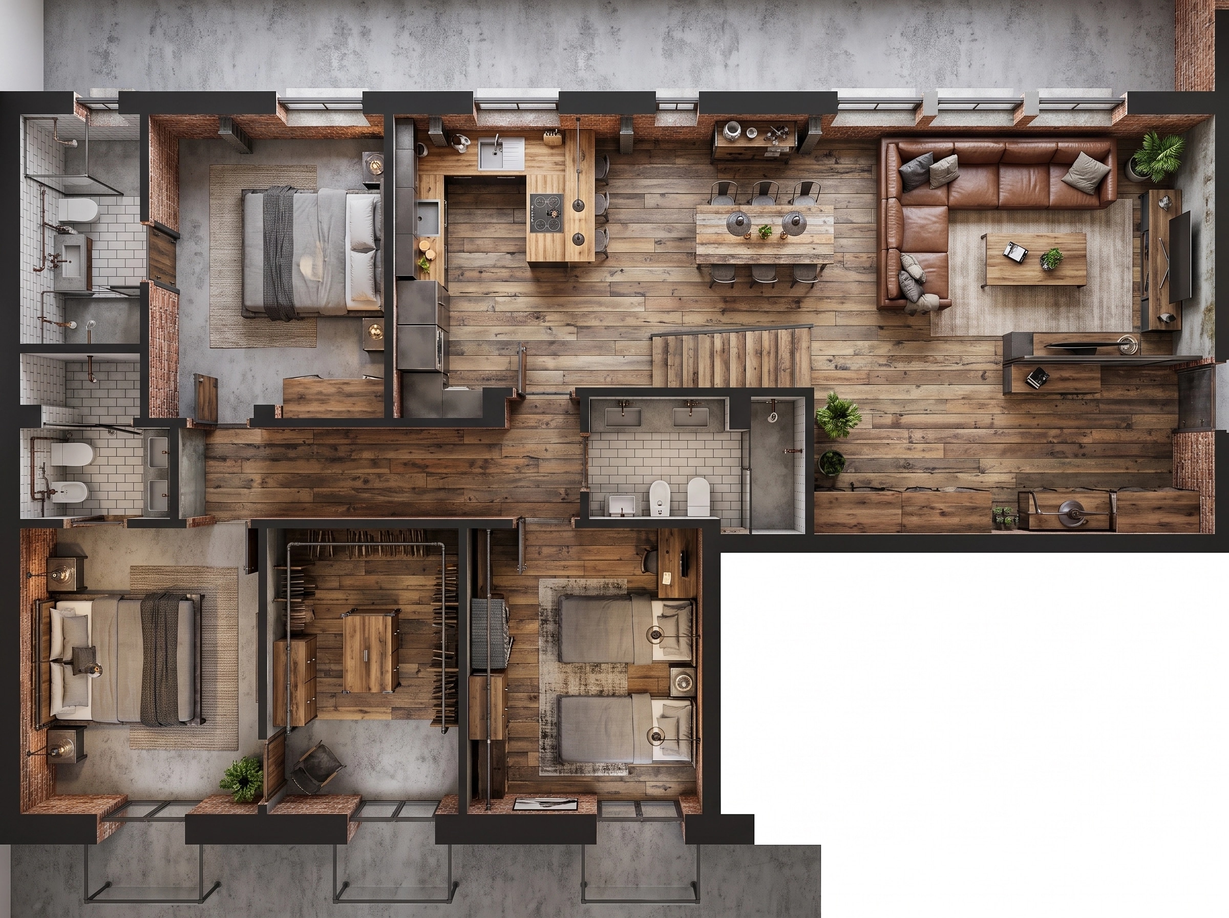 Interior design in Loft / Industrial style — Living Room by GenRoom AI