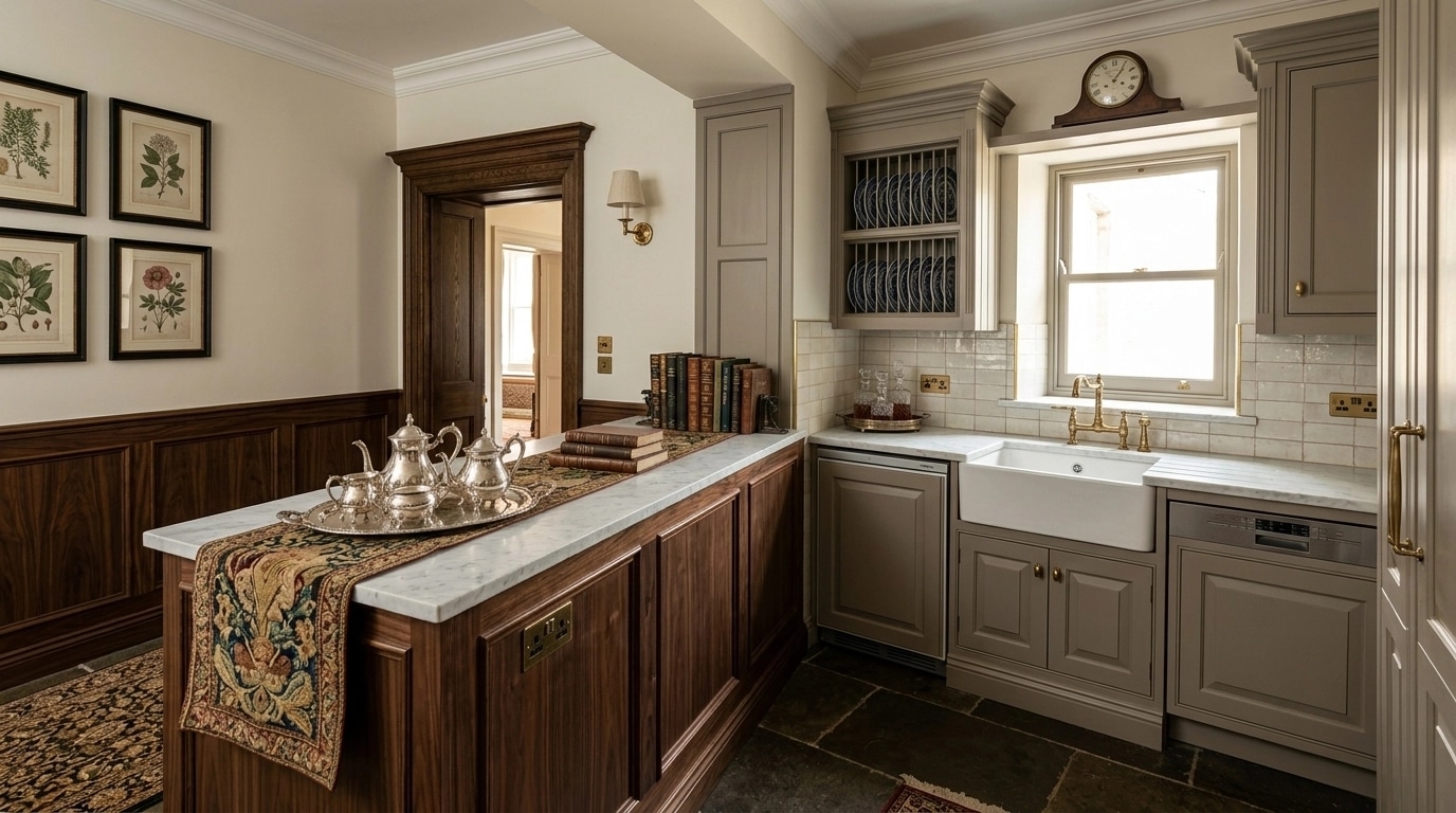 Kitchen interior in British style — photo by GenRoom AI