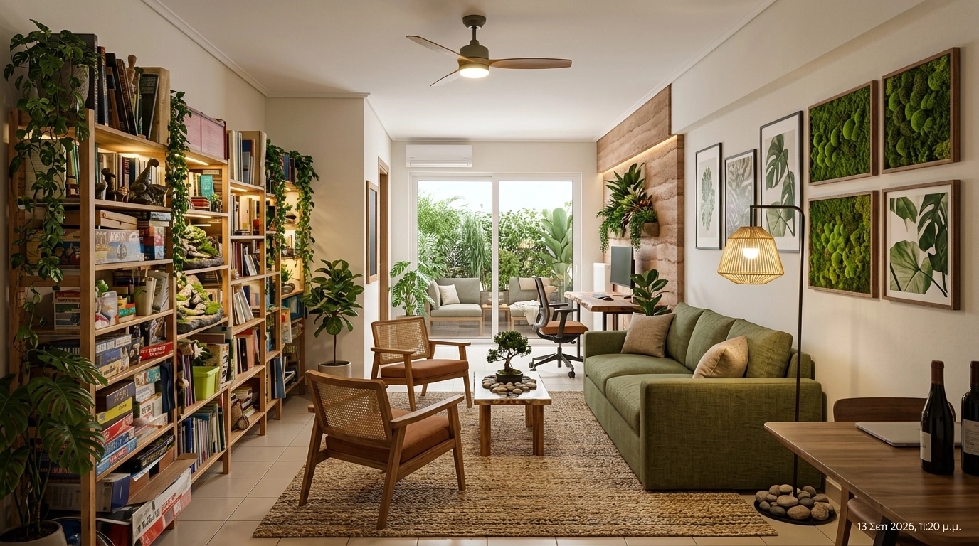 Interior design in Biophilic style — Living Room by GenRoom AI