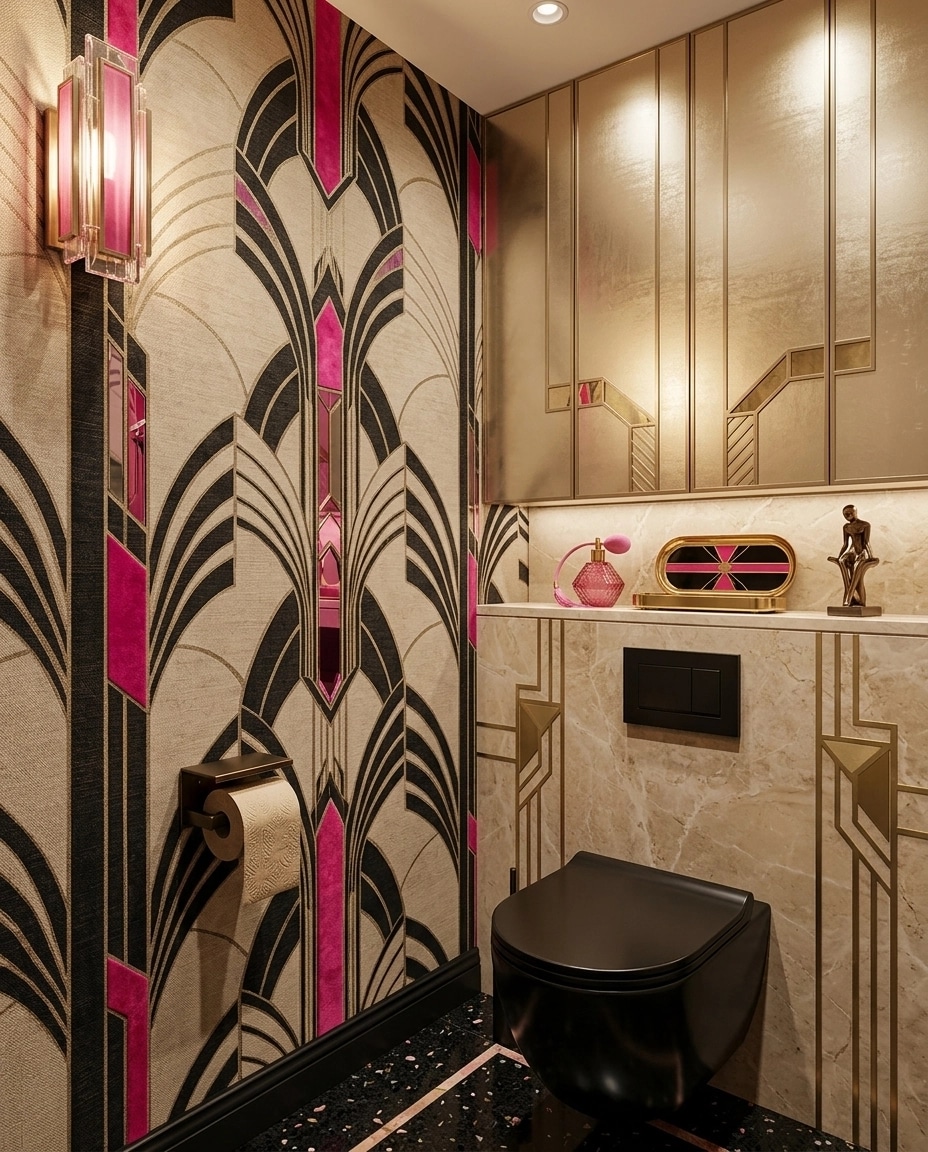 Bathroom interior in Art Deco style — photo by GenRoom AI
