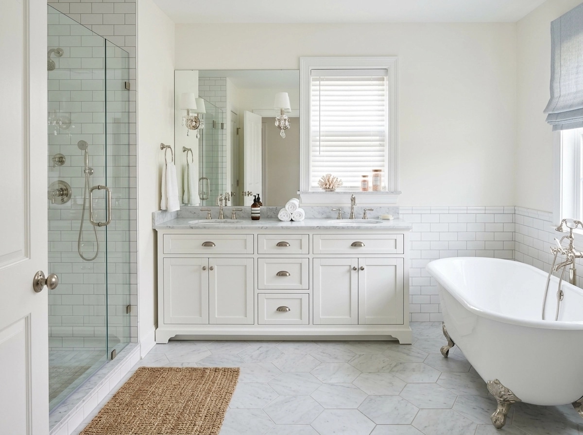 Bathroom interior in Coastal / Hamptons style — photo by GenRoom AI