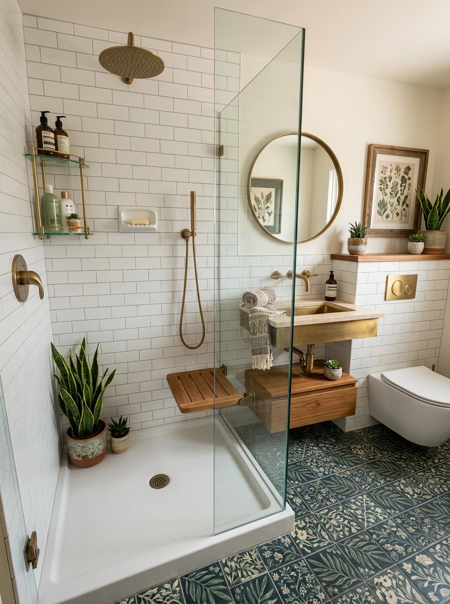 Bathroom interior in Bohemian style — photo by GenRoom AI