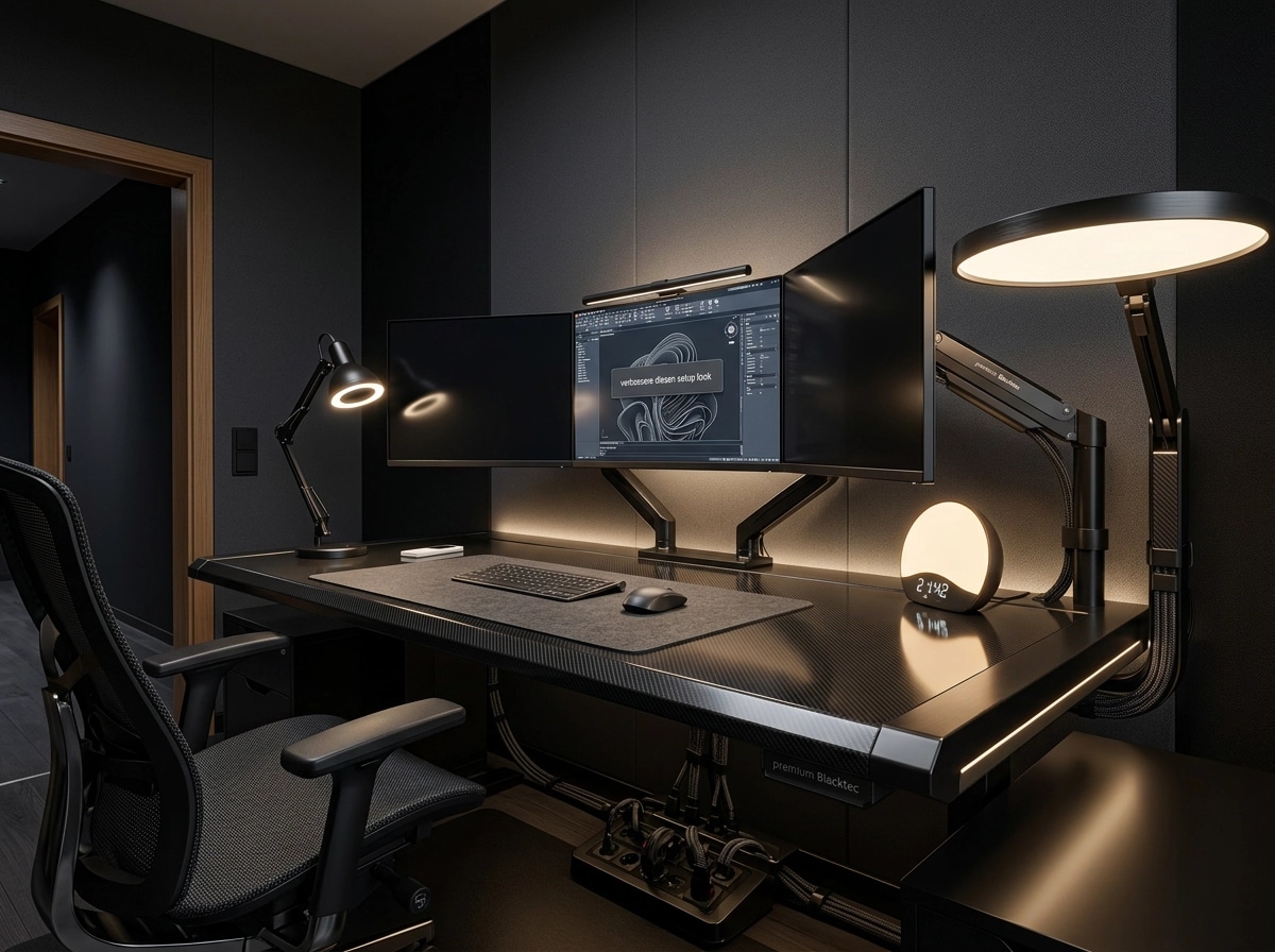 Interior design in Blacktec style — home_office by GenRoom AI