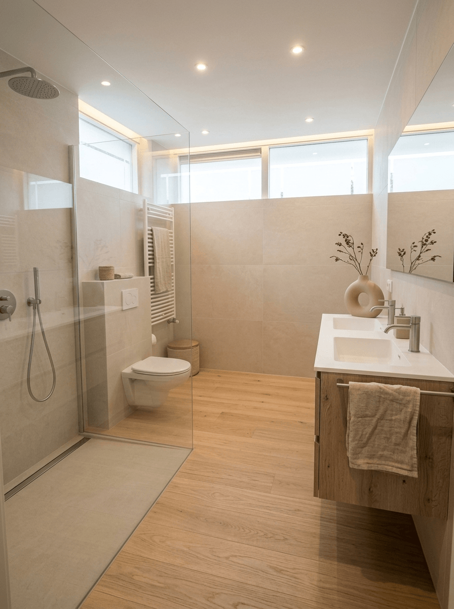 Bathroom interior in Japandi style — photo by GenRoom AI