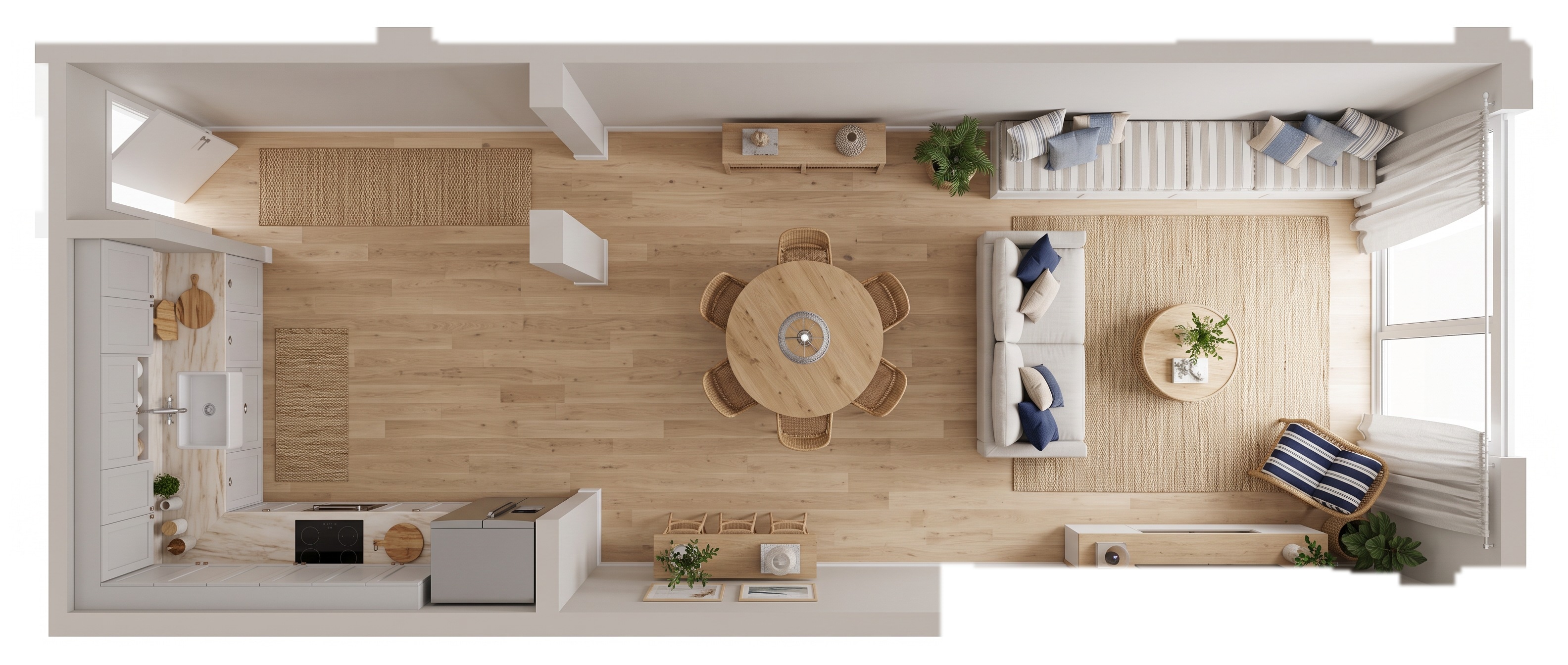 Interior desain di Coastal / Hamptons gaya — Ruang Tamu oleh GenRoom AI