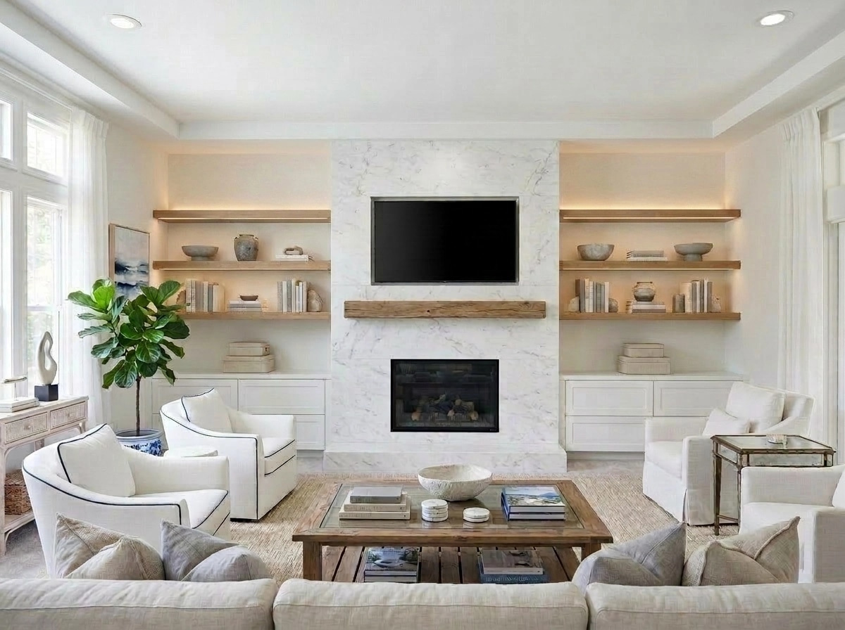 Interior design in Coastal / Hamptons style — Living Room by GenRoom AI