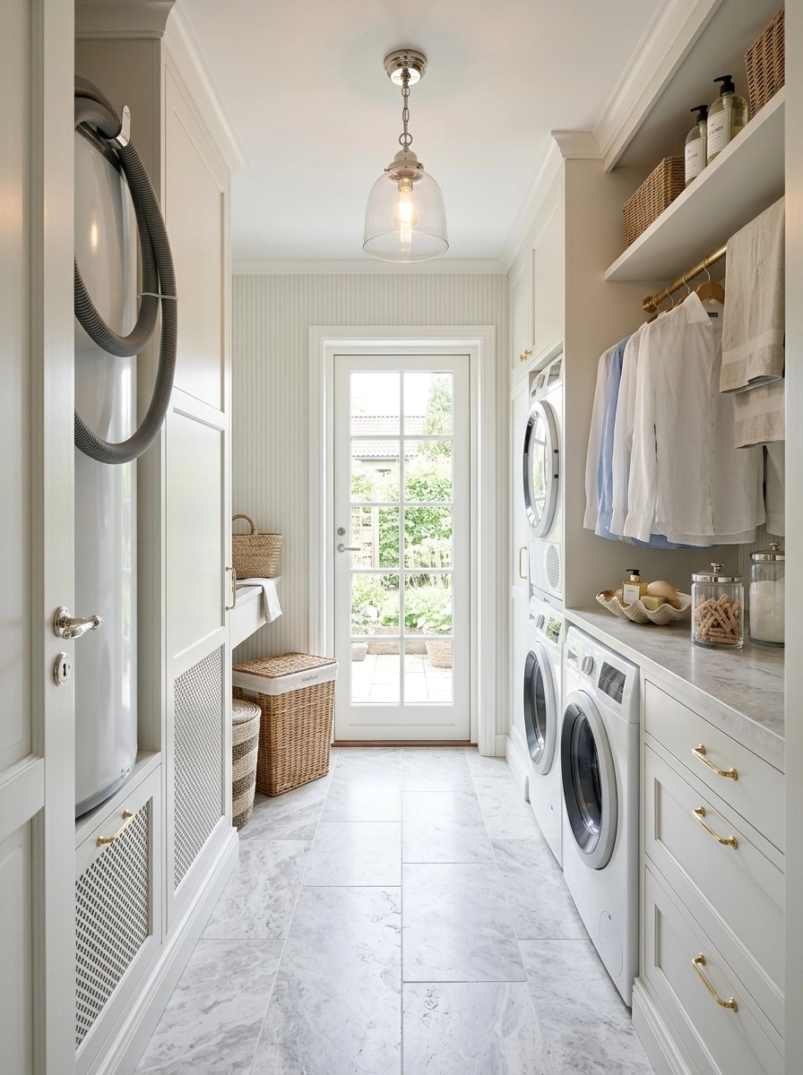Diseño de interiores en estilo Coastal / Hamptons — laundry por GenRoom AI