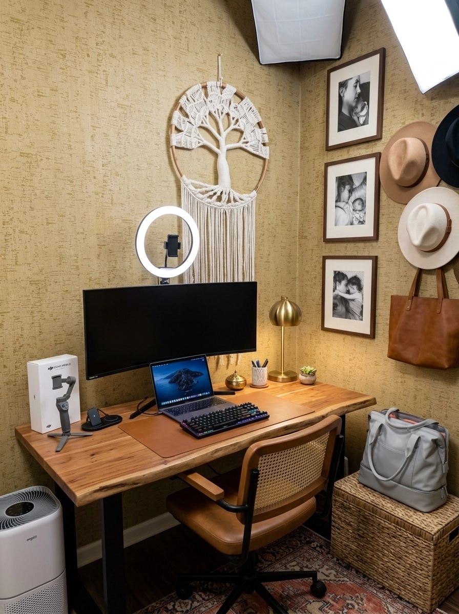 Office interior in Bohemian style — photo by GenRoom AI