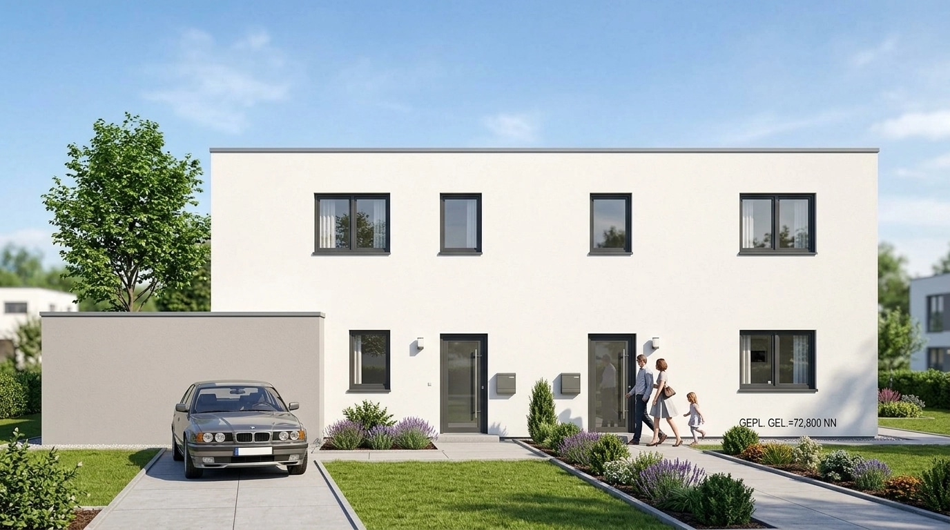 Facade design in German Modernist Facade style — photo by GenRoom AI