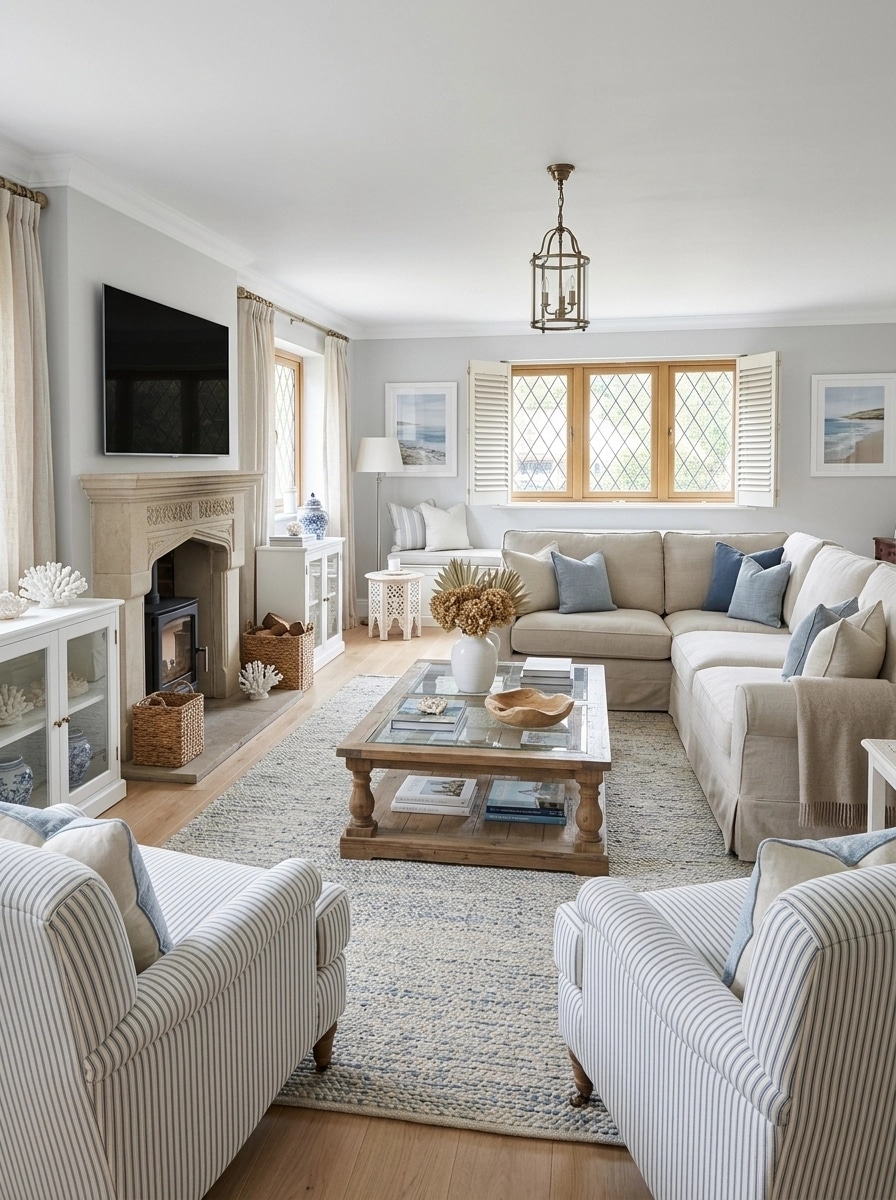 Interior design in Coastal / Hamptons style — Living Room by GenRoom AI