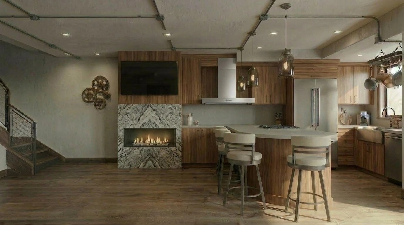 Loft / Industrial Kitchen design — interior photo by GenRoom AI