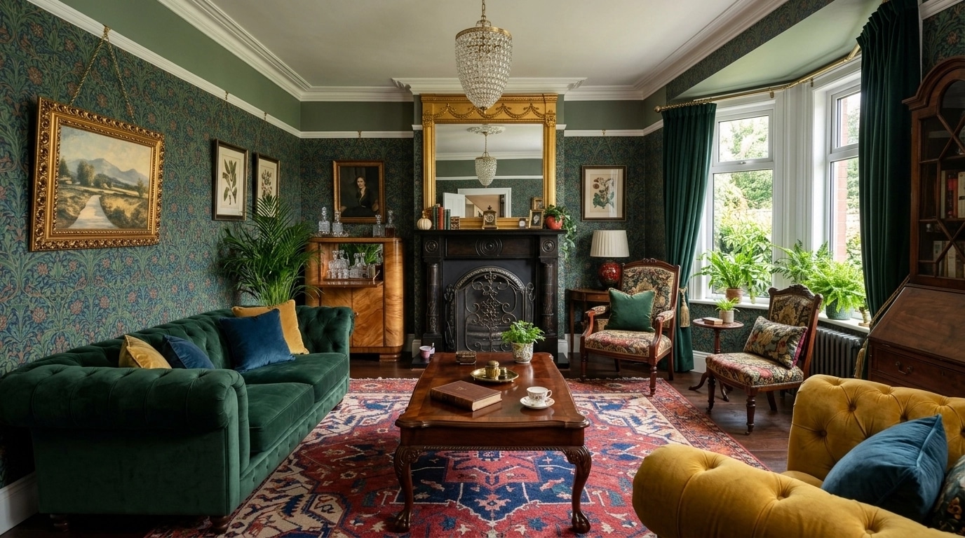 British Living Room design — interior photo by GenRoom AI