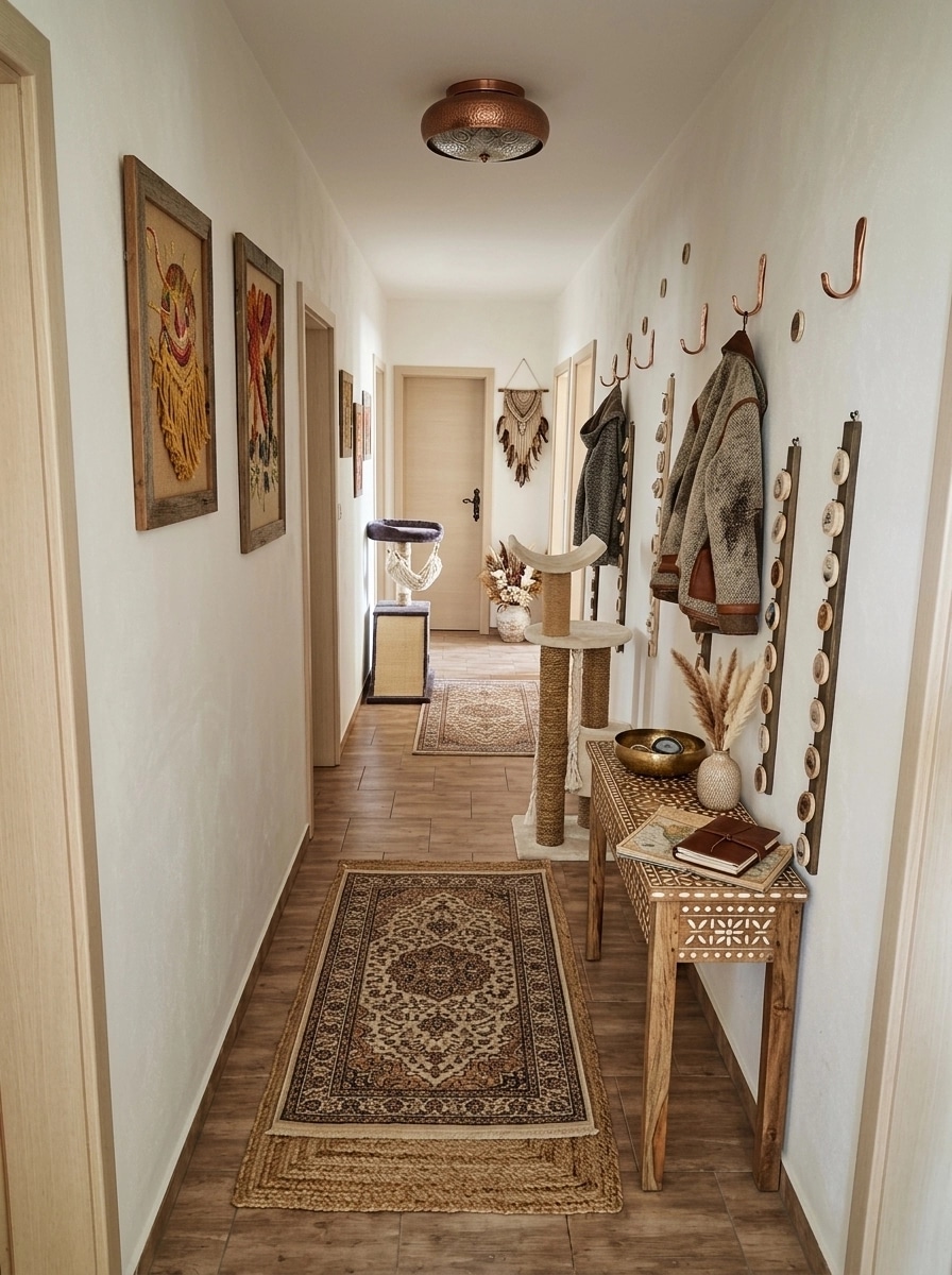 Hallway interior in Bohemian style — photo by GenRoom AI