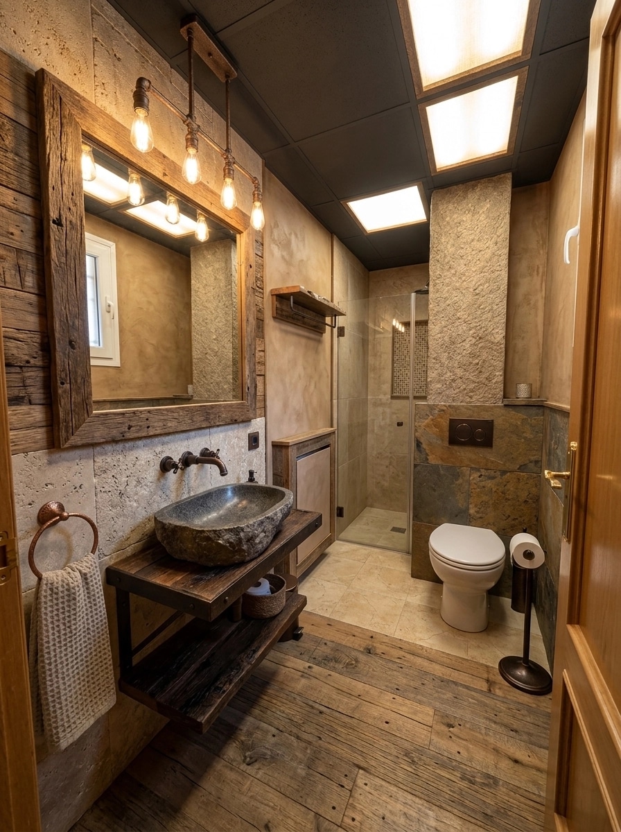Bathroom interior in Rustic style — photo by GenRoom AI