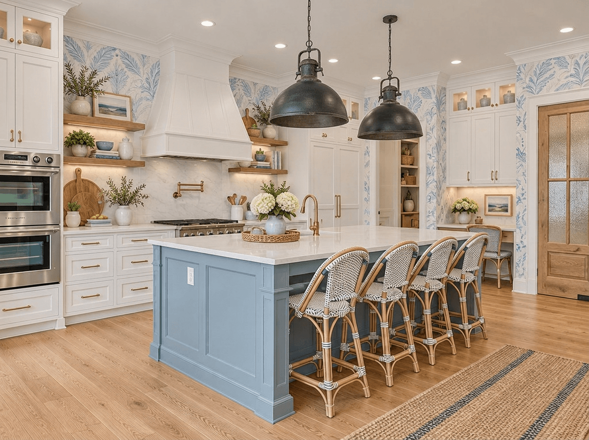 Design interior în stil Coastal / Hamptons — Bucătărie de GenRoom AI