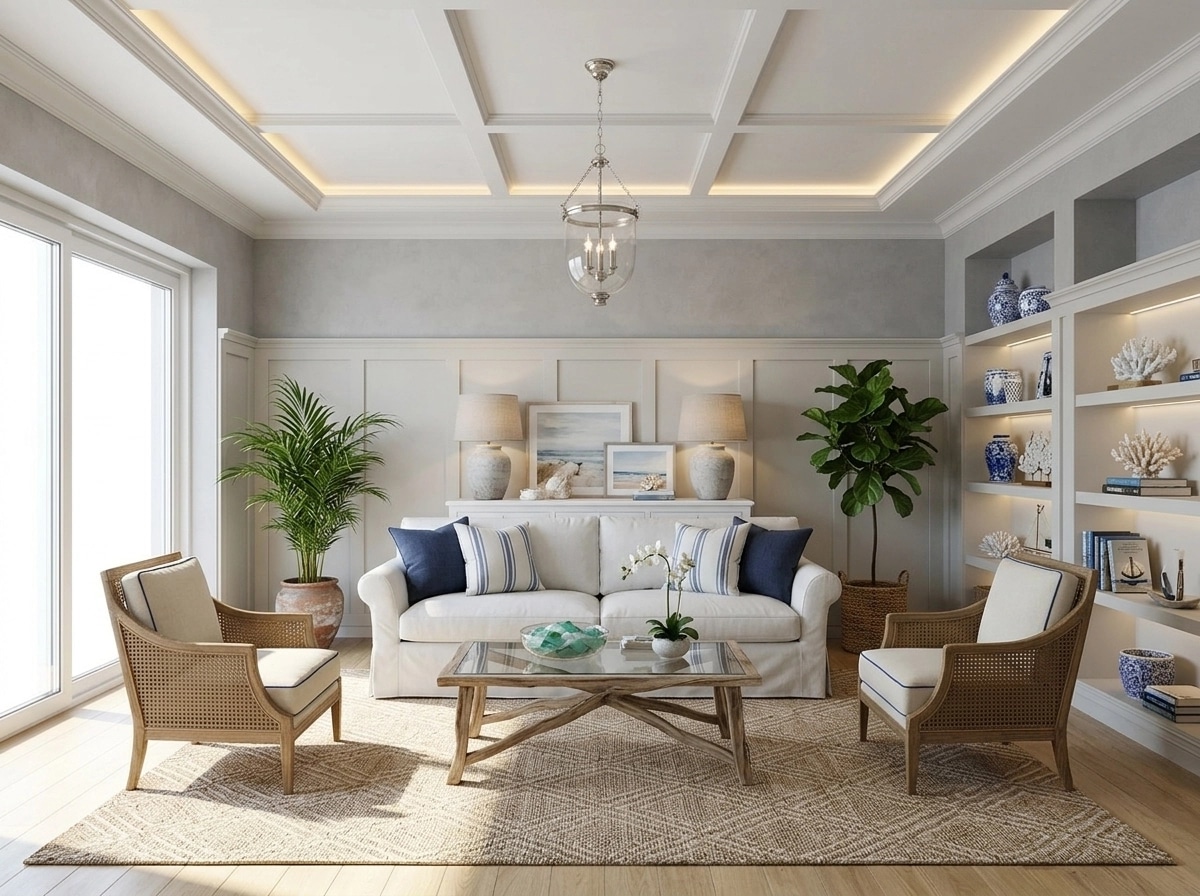 Interior design in Coastal / Hamptons style — Living Room by GenRoom AI