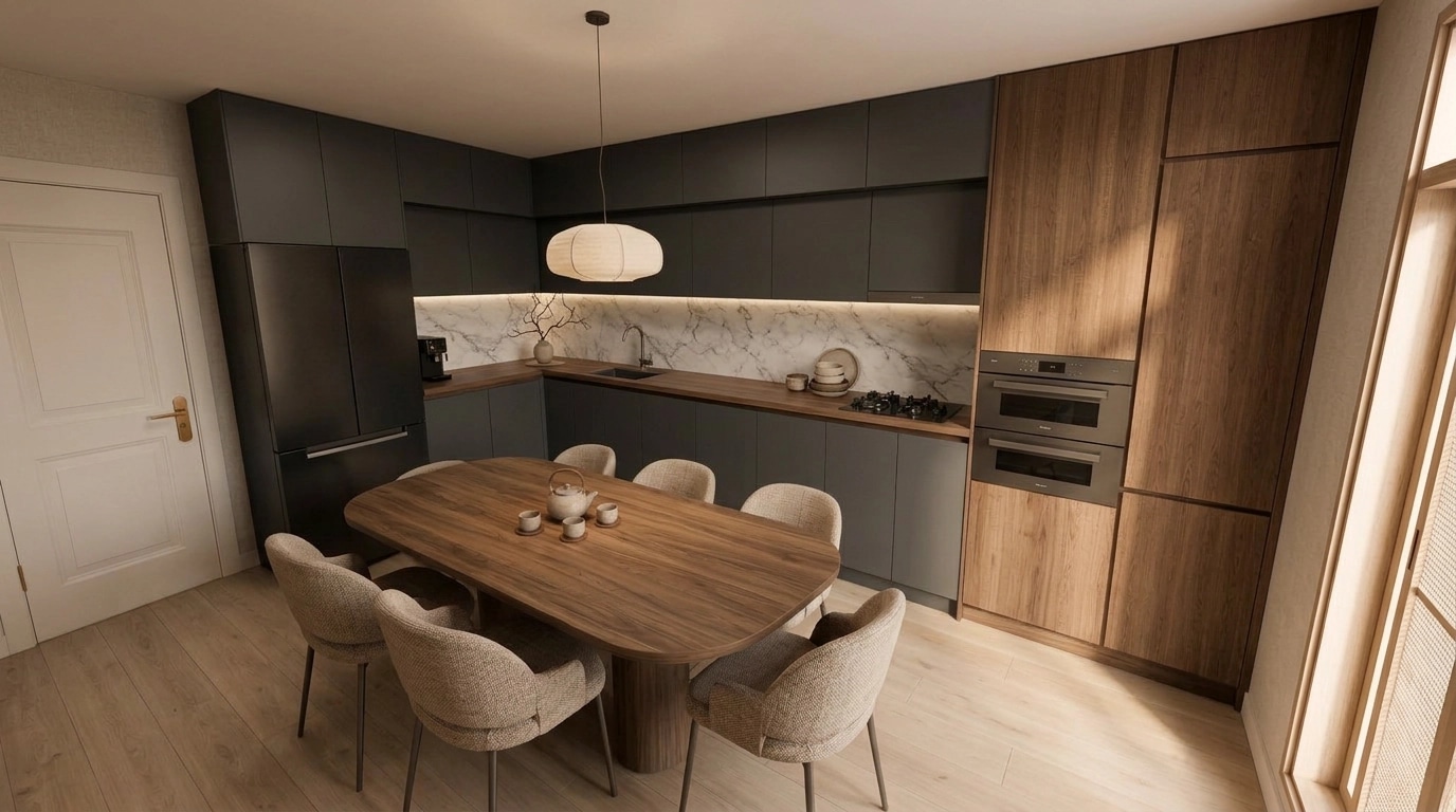 Japandi Kitchen design — interior photo by GenRoom AI