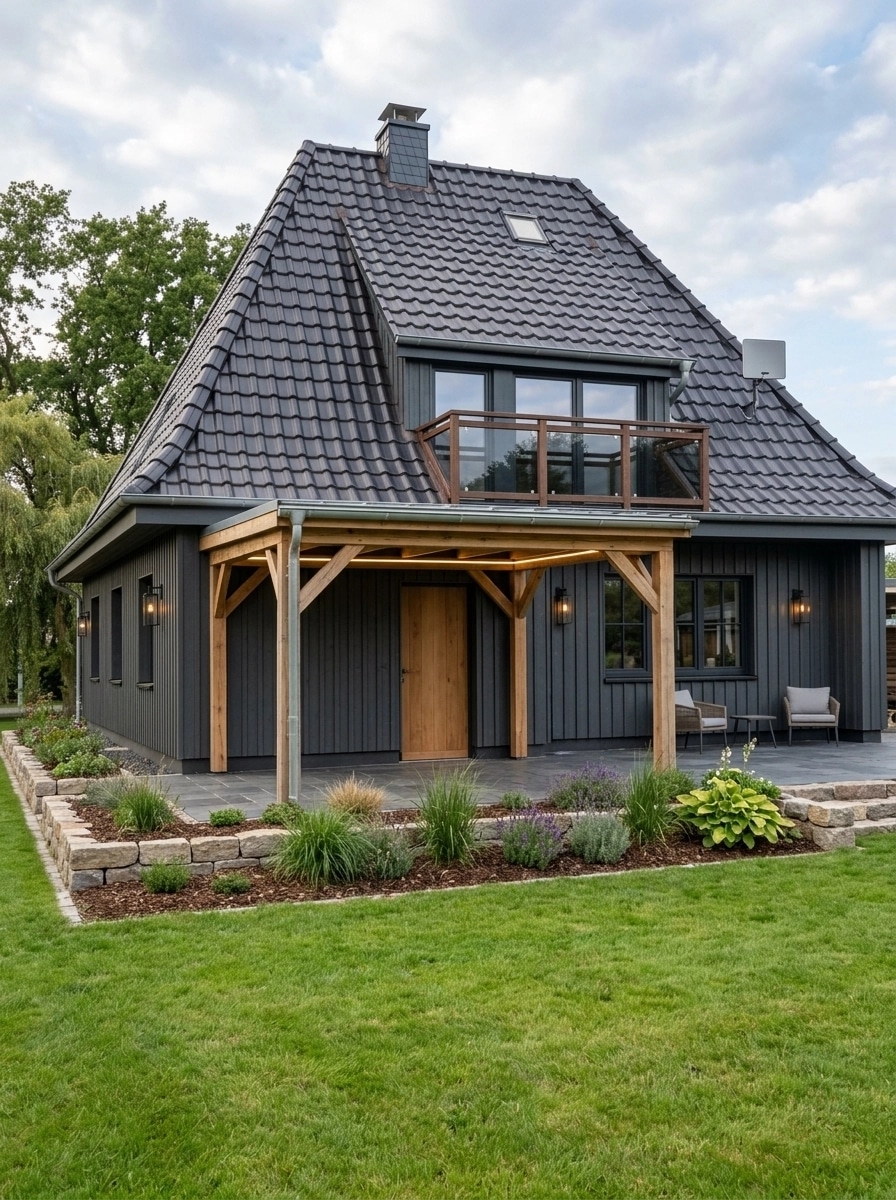 Facade design in Barnhouse Facade style — photo by GenRoom AI