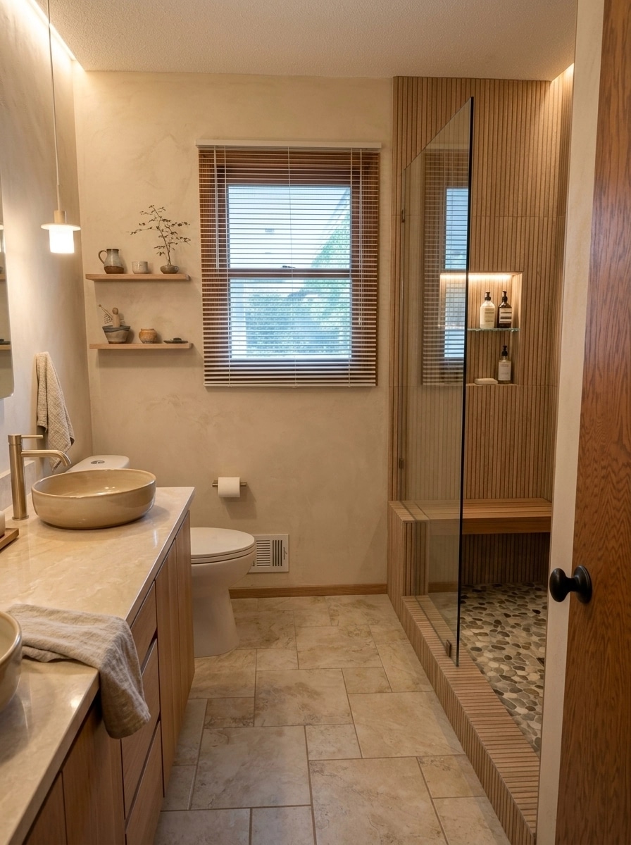 Japandi Bathroom design — interior photo by GenRoom AI