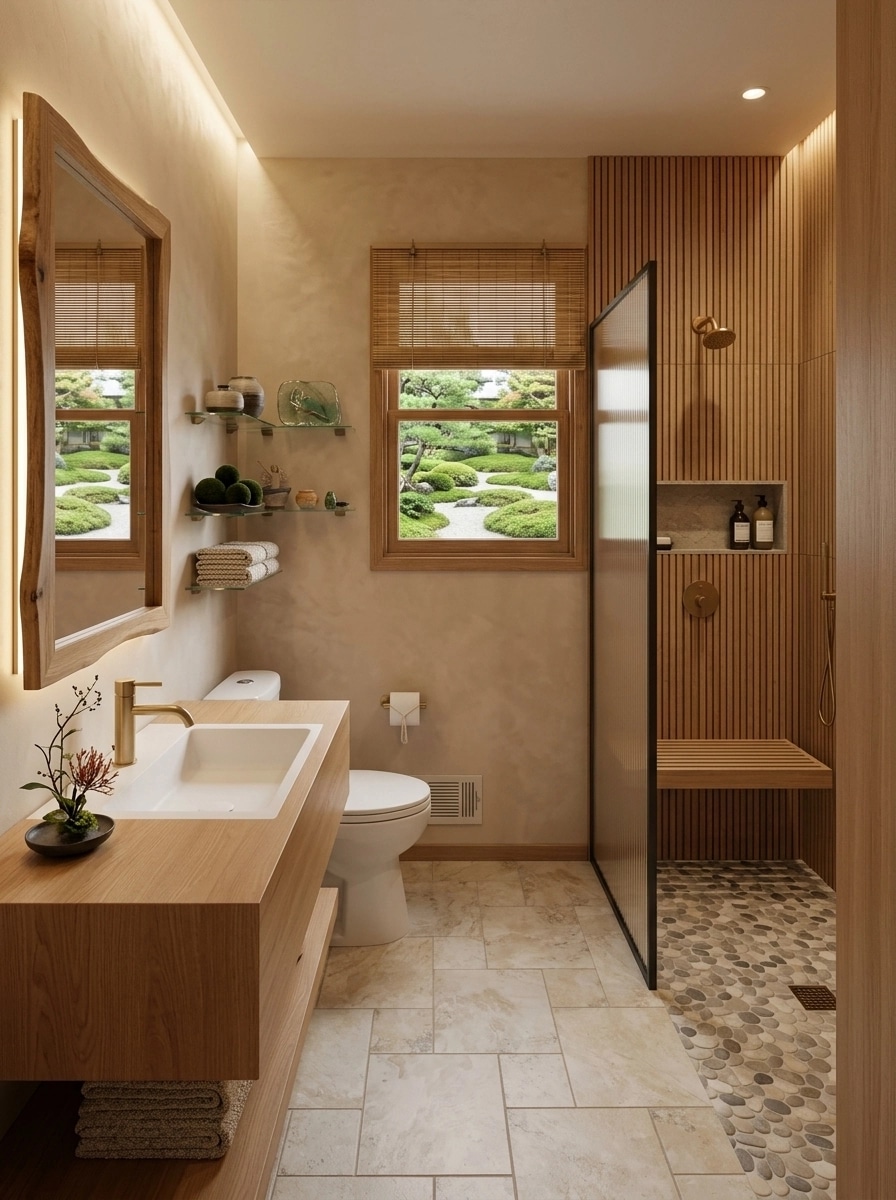Japandi Bathroom design — interior photo by GenRoom AI