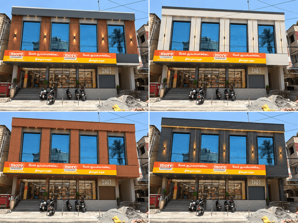 Design della facciata in stile Contemporary Facade — Facciata di GenRoom AI