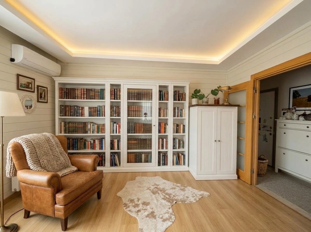 Interior design in Modern Farmhouse style — library by GenRoom AI