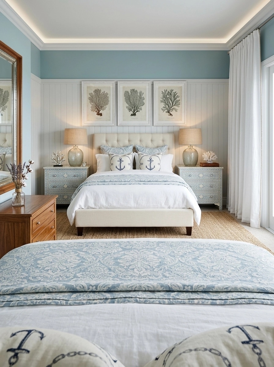 Coastal / Hamptons Bedroom design — interior photo by GenRoom AI
