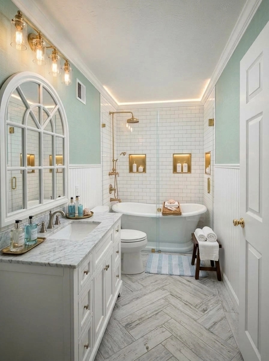 Interior design in Coastal / Hamptons style — Bathroom by GenRoom AI