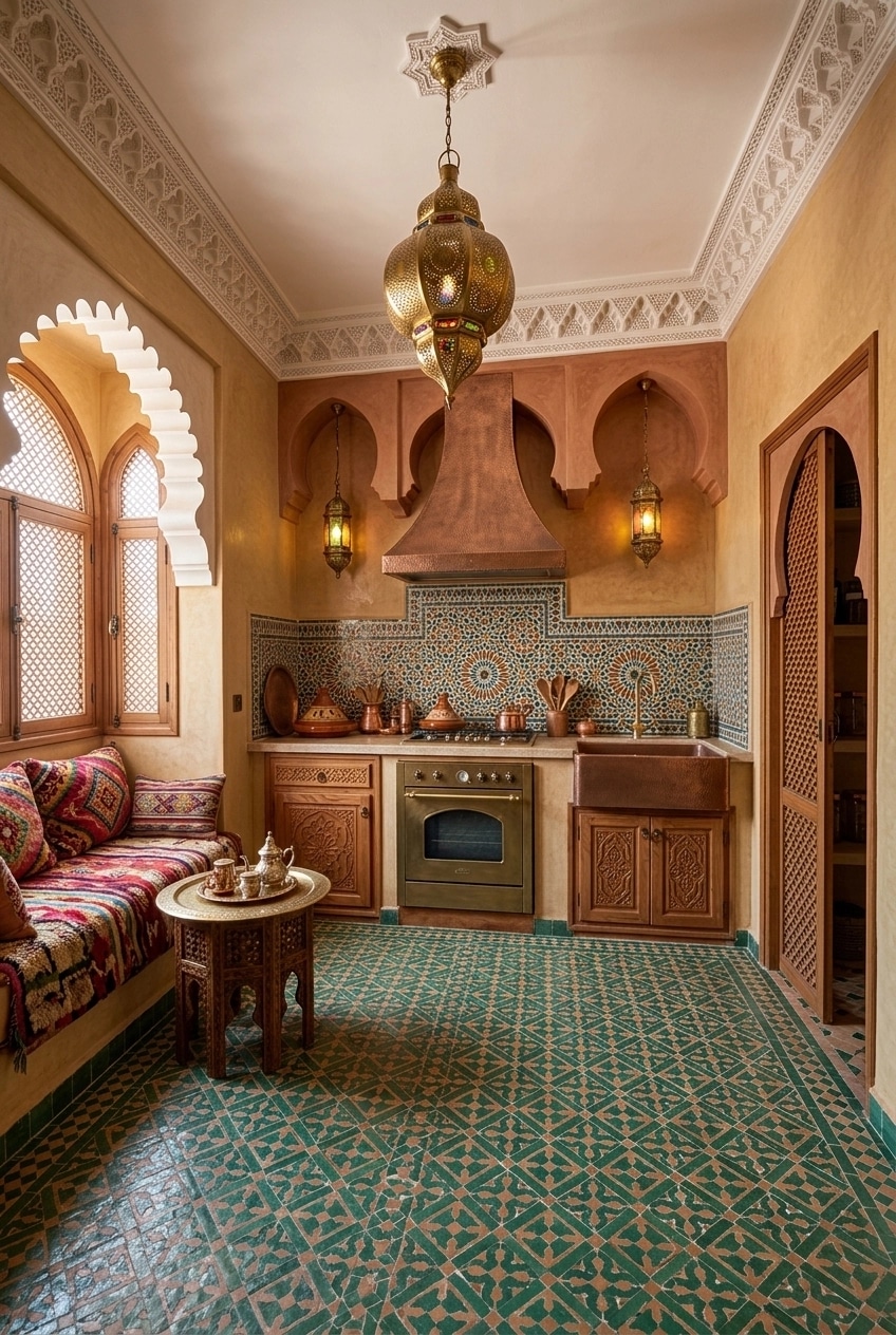 Kitchen interior in Arabian / Moroccan style — photo by GenRoom AI