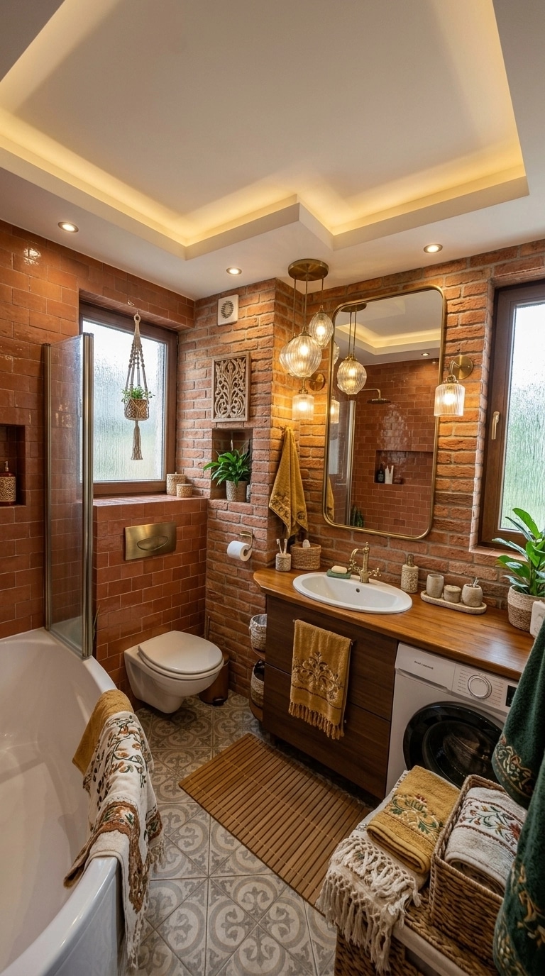 Bathroom interior in Bohemian style — photo by GenRoom AI