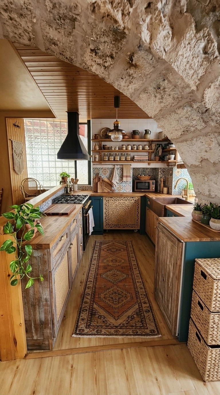Kitchen interior in Bohemian style — photo by GenRoom AI