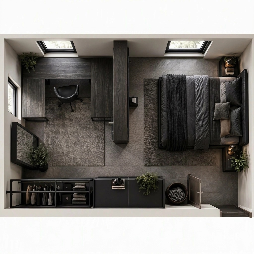 Blacktec Bedroom design — interior photo by GenRoom AI