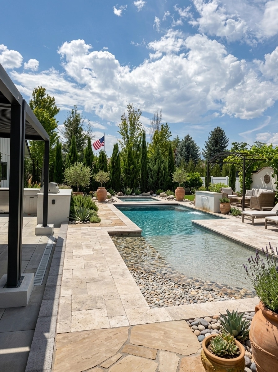Landscape design in Mediterranean Yard style — Yard by GenRoom AI
