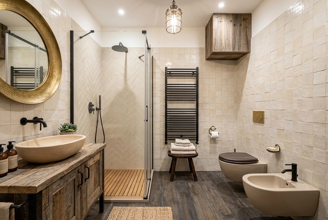 Interior design in Modern Farmhouse style — Bathroom by GenRoom AI