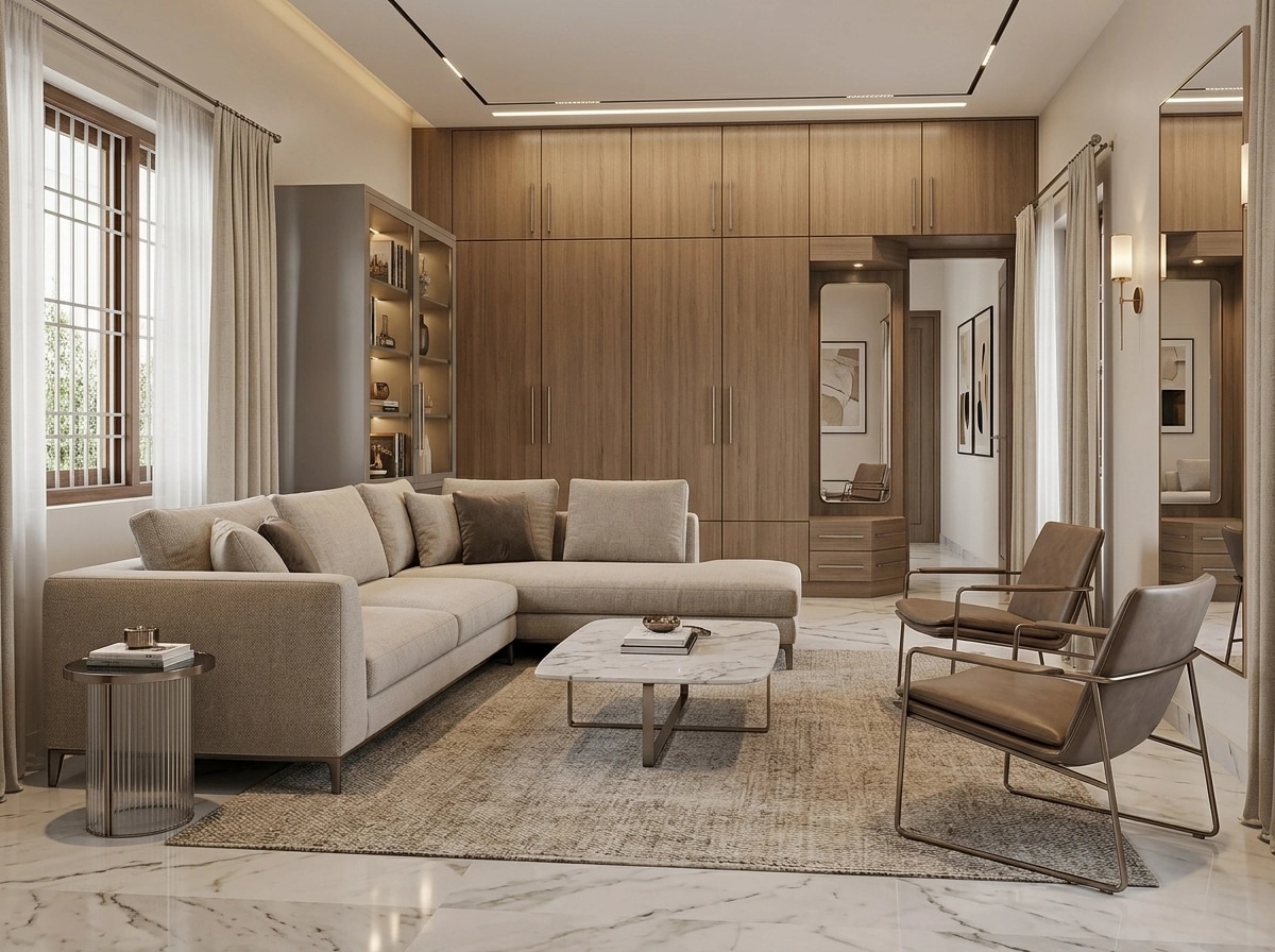 Innenraumdesign im Contemporary-Stil — Wohnzimmer von GenRoom AI