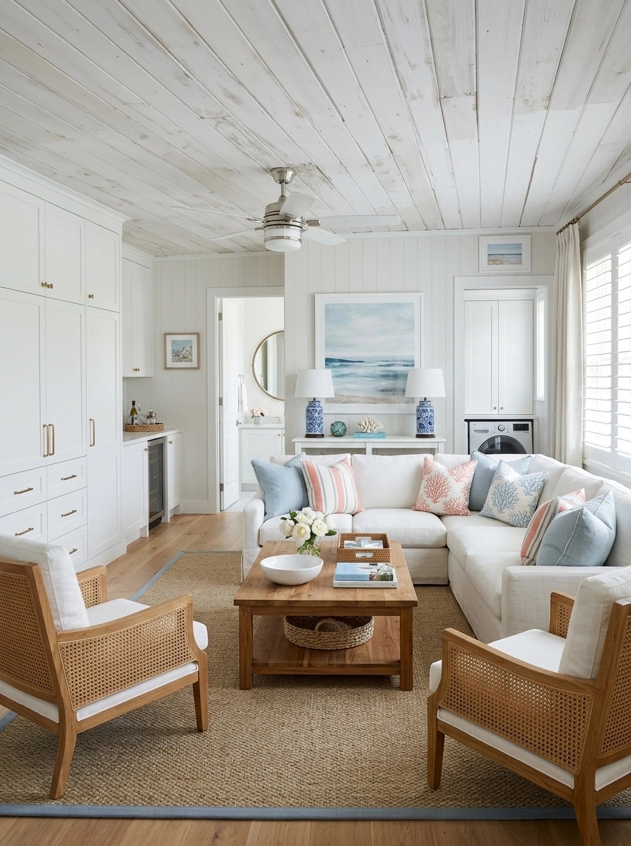 Interior design in Coastal / Hamptons style — Living Room by GenRoom AI