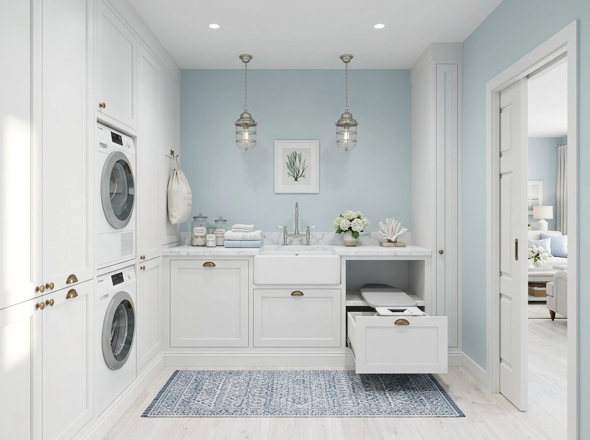Interior design in Coastal / Hamptons style — laundry by GenRoom AI