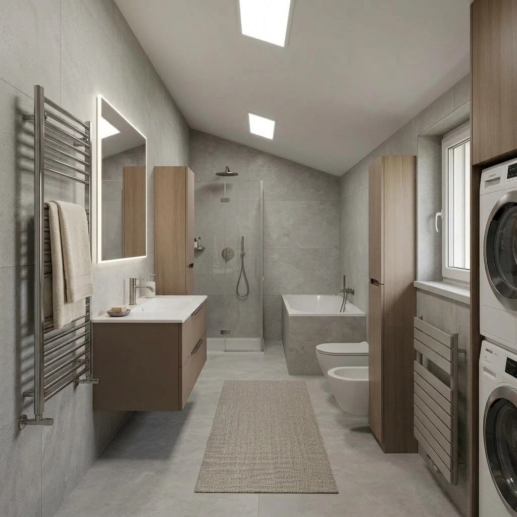 Bathroom interior in Minimalism style — photo by GenRoom AI